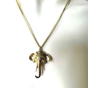 Fashion Regal Elephant Gold Color Pendant Necklace 18"